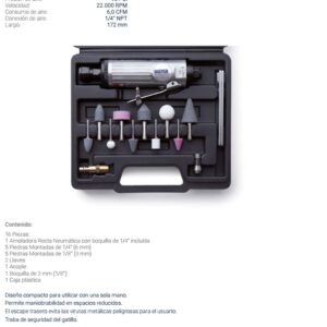 NEUM.AMOLADORA RECTA ¼" en Kit x 15 Pzs BREMEN®