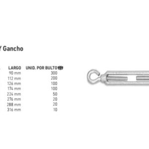 TENSOR Ojo y Gancho (10mm) 3/8"