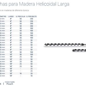 MECHA MADERA Largo 8"- 6mm BREMEN (Taladro Eléctrico)