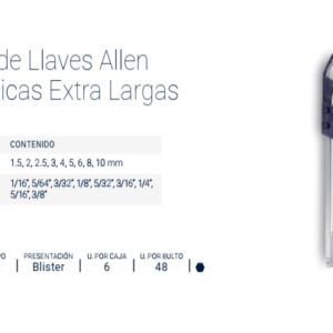 LLAVES ALLEN x 9 Pzs. (SAE) Larga/Cardánica BREMEN®