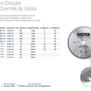 SIERRA CIRCULAR 300mm x120 Dtes.WIDIA (ø30mm/ø16mm) BREMEN®