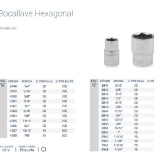 BOCALLAVE Enc. 3/8" SAE(19) 3/4" CrVa