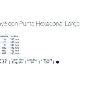 BOC.PUNTA HEXAGONAL Enc.½"10x100 mm