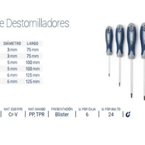 TORX:DEST.CORTO JUEGO x 6Pzs BREMEN® (T10-T40)