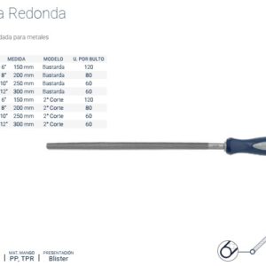 LIMA BREMEN® REDONDA 2º CORTE 12" (con cabo)