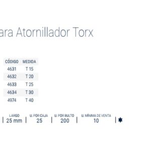TORX:PUNTAS T- 8 (L25mm) [10 unid]