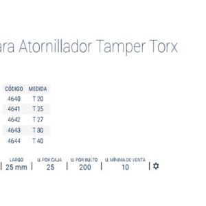 TORX:PUNTAS TAMPER T-30 (L25mm) [10 unid]