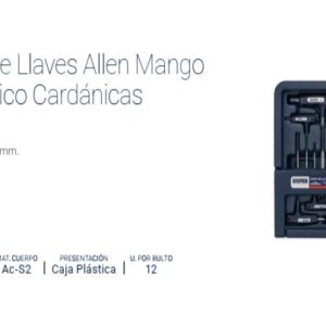 LLAVES ALLEN x 7Pzs.(2.5-3-4-5-6-8-10) Mango Anatómico-Serie Larga-Cardánica
