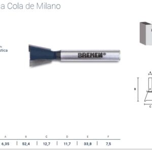 FRESA para ROUTER (COLA DE MILANO) ¼" x ½"