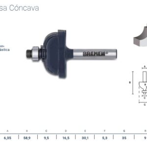 FRESA para ROUTER (CÓNCAVA) ¼" x 3/4"