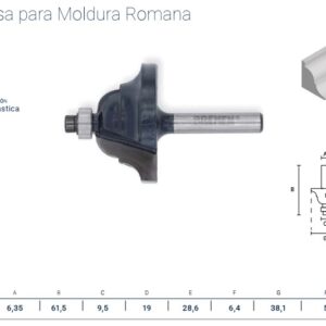 FRESA para ROUTER (MOLDURA ROMANA) ¼" x 1-1/8"