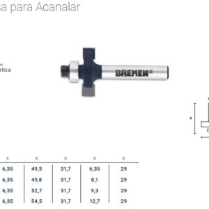 FRESA para ROUTER (ACANALAR) ¼" x ¼"