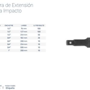 BARRA de EXTENSION para IMPACTO Enc.1" x 200mm (CrMo) BREMEN®