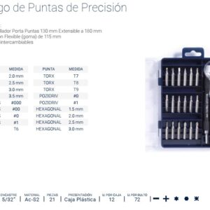 DEST.PORTA PUNTAS PRECISION (21 Pzs) (TX/PL/PH/PZ) BREMEN®