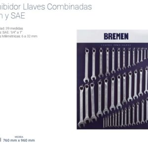 EXHIBIDOR BREMEN® LLAVES COMBINADAS MM y SAE (Grande)
