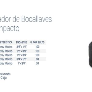 ADAPTADOR para IMPACTO 3/8" Hembra x 1/2" Macho (CrMo)
