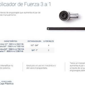 MULTIPLICADOR de FUERZA 3 a 1 (1/2" H - 3/4" M) 1400 NM