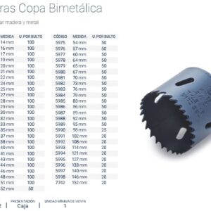 SIERRA COPA BI-METALICA 29mm BREMEN®