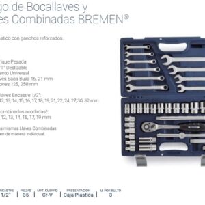 BOC.JGO. Enc.1/2" x 35 Pzs. con Llaves Combinadas (MM) BREMEN®
