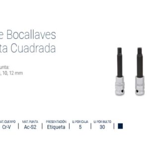 BOC.PUNTA CUADRADA x 4 Pzs. Enc.½" (6, 8, 10 y 12mm x100 mm ) BREMEN®