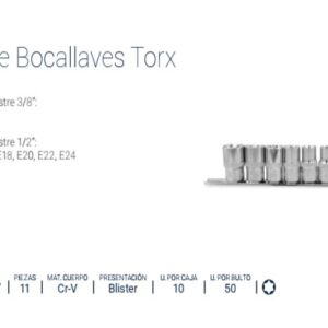 TORX:Bocallave Encastre 1/2" y 3/8" x 11 Pzs. CrVa BREMEN®