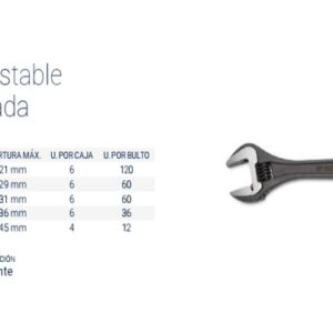 LLAVE AJUSTABLE 8" FOSFATIZADA (Cr Va) BREMEN®