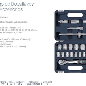 BOC.JGO. Enc.1/2" x 22 Pzs. con Accesorios (MM) BREMEN®