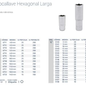 BOCALLAVE Enc. 1/4" 11.0mm LARGA (L50mm) HEXAGONAL (CrVa)