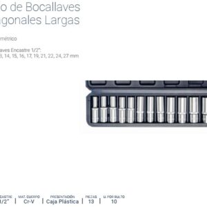 BOC.JGO. Enc.1/2" x 13 Pzs. LARGAS (10-27mm) CAJA METÁLICA BREMEN®
