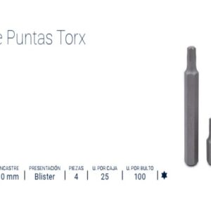 TORX:PUNTAS ACERO S-2 en SET x 4Pzs [T30&T40] (30mm+75mm) BREMEN®