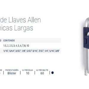 LLAVES ALLEN x 10 Pz. Cardánicas SAE S2 BREMEN®