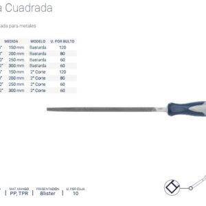 LIMA BREMEN® CUADRADA 2° CORTE 8" (con cabo)