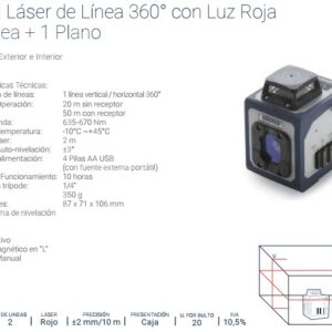 NIVEL LÁSER de LÍNEA 360° [2 Líneas] BREMEN®