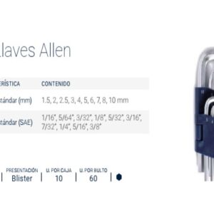 LLAVES ALLEN x 10 Pzs [MM] Cr-V BREMEN®