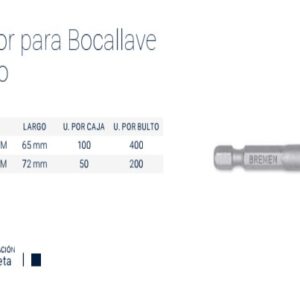 ADAPTADOR 1/4" Hexagonal x 1/2" Cuadrado Macho (72mm) Cr-V BREMEN®