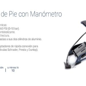 INFLADOR DE PIE CON MANÓMETRO [2 CILINDROS] BREMEN®