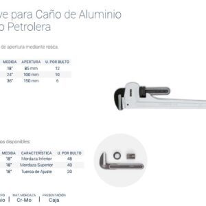 LLAVE PARA CAÑOS = Mordaza inferior para 18"