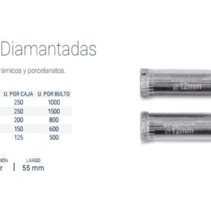 Broca Diamantada ø 5mm [2 unid] para vidrio y porcelanato BREMEN®
