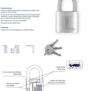 CANDADO DE ALUMINIO 30mm TRABA DOBLE BREMEN®
