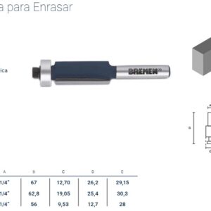 FRESA para ROUTER (ENRASAR) 1/4"x1/2"x1/2" BREMEN®
