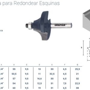 FRESA para ROUTER (REDONDEAR ESQUINAS) 1/4"x1 1/2" BREMEN®