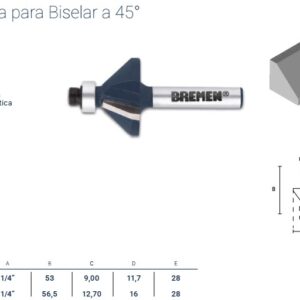 FRESA para ROUTER (BISELAR A 45°) 1/4"x1" BREMEN®