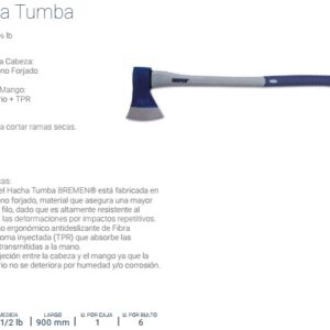 Hacha Tumba 4-1/2" Lb - Ac. Forjado [Cabo Fibra de Vidrio] BREMEN®