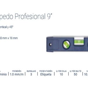 NIVEL TORPEDO PROFESIONAL 9" [Base aluminio c/imán] BREMEN®