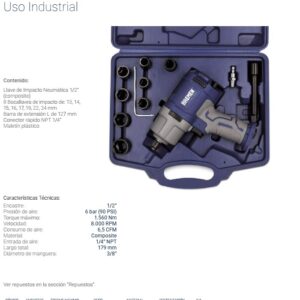 NEUM.KIT LLAVE DE IMPACTO 1/2" 1560 Nm- COMPOSITE KIT X 11Pzs BREMEN®