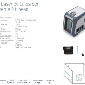 NIVEL LÁSER de LÍNEA LUZ VERDE [2 Líneas] BREMEN®