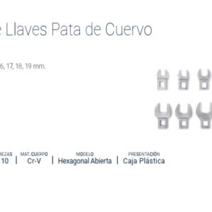 JUEGO DE LLAVES PATA DE CUERVO ENCASTRE 3/8" (10 PZS) BREMEN®