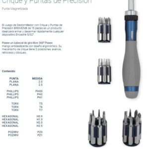 JUEGO DESTORNILLADOR CON CRIQUE (15 PZS) BREMEN®