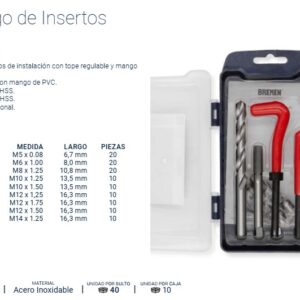 JUEGO DE INSERTOS PARA ROSCA M5 X 0.80 (25 PZs) BREMEN®