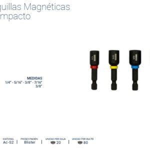 BOQUILLA MAGNETICA DE IMPACTO 1/4" 5/16" 3/8" 7/16" x 48mm [Blister 4 unid] BREMEN®
